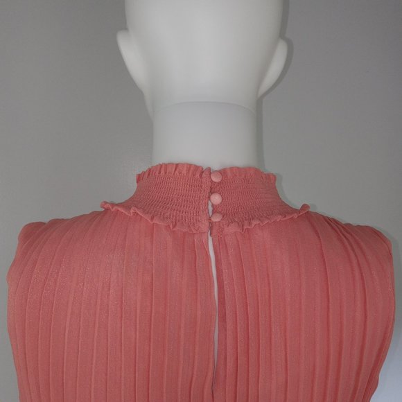 Nanette Lepore Women's Smocked Waist Midi Dress Size 8 Shimmery Pink Lined - Picture 7 of 11